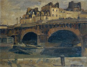 Parisiska landskap med Pont Neuf av Julius Ullmann