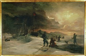 Två österrikiska officerare, Julius von Payer och Karl Weyprecht ... (målning på duk) av Julius Von Payer