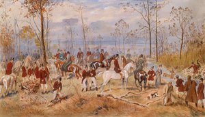 Jakten. Verk av Julius von Blaas (1845-1922), akvarell på papper, cirka 1890. Österrikisk konst av Julius von Blaas