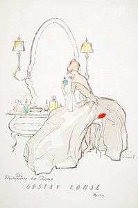 Annons för "Gustav Lohse, Berlin, från Styl, pub 1922 (pochoirtryck) av Jupp Wiertz