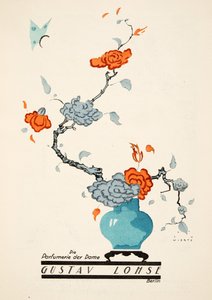 Annons för Gustav Lohse, Parfym för kvinnor, från Styl, pub.1922 (pochoirtryck) av Jupp Wiertz
