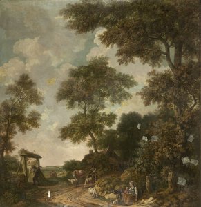 Tapetmålning av ett holländskt landskap med en grusväg av Jurriaan Andriessen (attributed to)