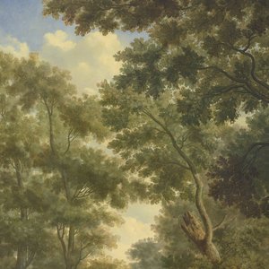 Arcadian Landscape, en av en serie av tio väggmålningar i trädgårdsrummet på huvudvåningen i Amsterdam-huset Herengracht 524 av Jurriaan Andriessen