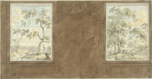 Förslag till väggen i Jan de Groots sal, Keizersgracht 187 av Jurriaan Andriessen