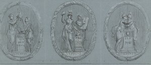 Design för tre medaljonger: Liberty, Equality och Fraternity