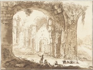 Landskap med ruin