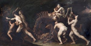 "La Carcasse: a Witch Drawn on the Skelet of a Monster", 1600-talet av Jusepe de Ribera