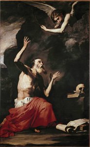 Saint Hieronymus och ängeln (olja på duk av Jusepe de Ribera
