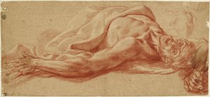 Studie av en liggande manlig figur av Jusepe de Ribera