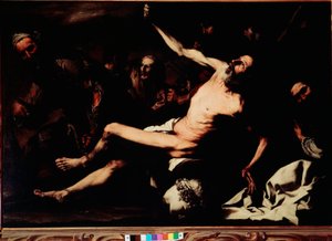 Saint Barthelemys martyrskap Målning av Jusepe de Ribera dit lo Spagnoletto (1591-1652) ca 1630 sön 145x216 cm Florens, Palazzo Pitti, Galleria Palatina av Jusepe de Ribera