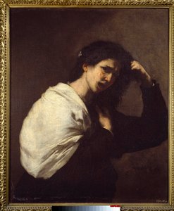 Kvinna som sliter i håret Målning av Jose de Ribera dit il Spagnoletto "" spanjoren""" (1591-1652) av Jusepe de Ribera