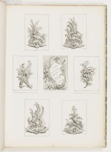 Prydnadsdesign med kräftmotiv, pl. 14 i Livre des Légumes (Serie av grönsaksprydnader) pl. i av Juste Aurèle Meissonnier