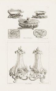Sallieres et Tabatières (Saltskålar och snusdosor), tallrik 69 i Oeuvres av Juste Aurèle Meissonnier