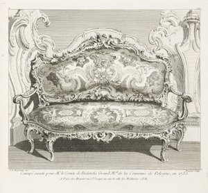 Soffa avrättad för herr greve de Bielinski Grand M.al av Polens krona, 1735 .; Soffa gjord för greven av Bielinski 1735, 4:e tavlan av Juste Aurèle Meissonnier