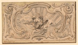 Design för en prydnadspanel av Juste Aurèle Meissonnier