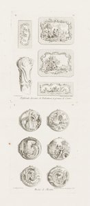 Olika mönster för snusdosor och käpphandtag, 5:e tallrik, pl. 53 i verk av Juste-Aurèle Meissonnier av Juste Aurèle Meissonnier