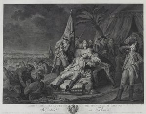 Marquis de Montcalm Gozons död (gravyr) av Juste Chevillet