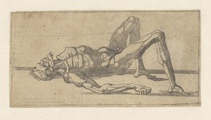 Naken man, liggande på rygg av Juste de Juste (attributed to)