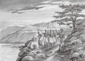 Sargon I vid Medelhavet (litografi) av Justus Hill