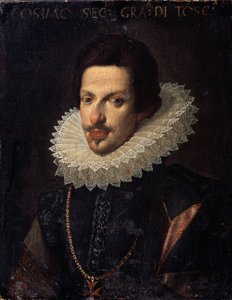 Porträtt av storhertigen av Toscana Cosimo II de Medici (1590-1621) (Porträtt av storhertigen av Toscana Cosimo (Cosimo) II de Medici). Målning av Justus Suttermans (1597-1681). Olja på duk, 65 x 50 cm. Flamländsk skola på 1500-1700-talen. Statens museum f