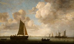 Avlägsen utsikt över den holländska kusten, 1660. av Justus Verwer