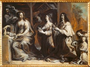Ludvig XIII, Anna av Österrike och Dauphin ber inför den heliga familjen - Ludvig XII ... av Justus van Egmont