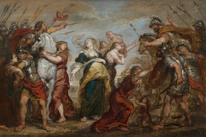 Romarnas och sabinernas försoning, ca. 1655-1656.