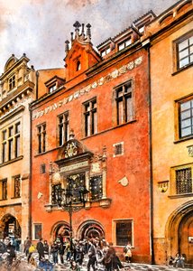 Historisk fasad i Prag