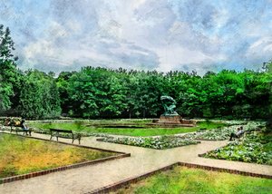 Statyn i den fridfulla parken av Justyna Jaszke