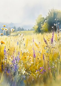 Solig äng med vildblommor av Justyna Jaszke