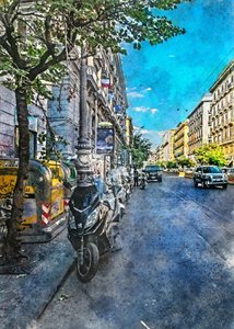 Livlig stadsgata