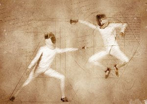 Vintage-fäktningsduell
