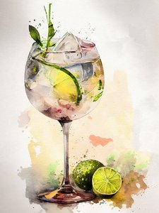 Akvarell Gin Tonic av Justyna Jaszke