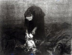 Efter slaget, från serien "Bondeupproret", 1907 (etsning, gravyr och akvatint) av Käthe Kollwitz