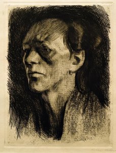 Arbetarkvinna (med örhänget) av Käthe Kollwitz