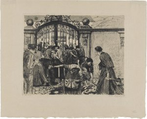 Ett vävaruppror, blad 5: Storm av Käthe Kollwitz
