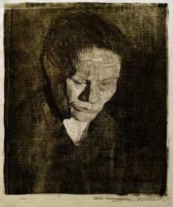 Sänkt kvinnas huvud av Käthe Kollwitz