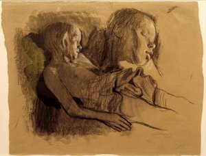 K. Kollwitz, Sovande barn och barnhuvud av Käthe Kollwitz