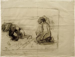 K. Kollwitz, Studie om Pflüger (plogman med knästående fru) av Käthe Kollwitz