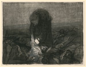 Slagfält (blad 6 ur ”Bauernkrieg”, 2:a utgåvan) av Käthe Kollwitz