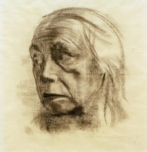 Självporträtt i trekvartsvy till vänster av Käthe Kollwitz