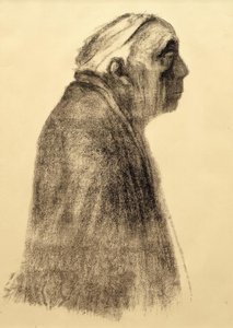 Självporträtt i profil till höger av Käthe Kollwitz