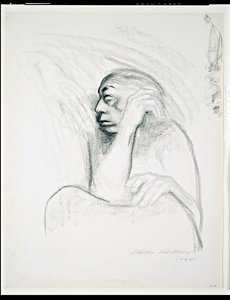 Självporträtt med dödens hand, 1924 (kol på papper) av Käthe Kollwitz