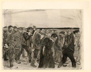 Vävartståg (blad 4 ur ”Ein Weberaufstand”, 2:a utgåvan) av Käthe Kollwitz