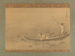Zhou Maoshu beundrar lotusblommor, mitten av 1600-talet. av Kaiho Yusetsu