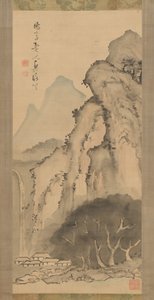 Landskap med vattenfall, ca. 1817. av Kameda Bosai
