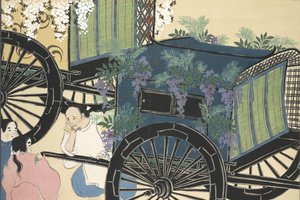 Hanazashi-guruma från Momoyo-gusa (The World of Things) Vol II, pub.1909 (träsnitt i färgblock) av Kamisaka Sekka