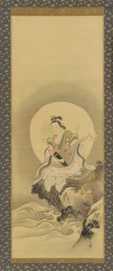 Benten Sarasvati sittande på en klippa, Edo-period, mitten av 1600- och början av 1700-talet.
