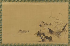 Mandarinänder i ett landskap, Edo-period, mitten av 1600- och början av 1700-talet.