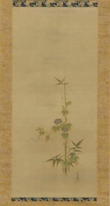 Morning glory och bambu del av en uppsättning, Edo-period, mitten av 1600- och början av 1700-talet.